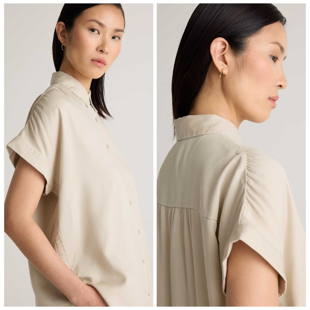 Quince Beige Short Sleeve Button-Down Shirt - Picture 7 of 13